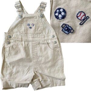 2005 GYMBOREE Baseball Soccer Applique Shortalls Overalls 3-6M